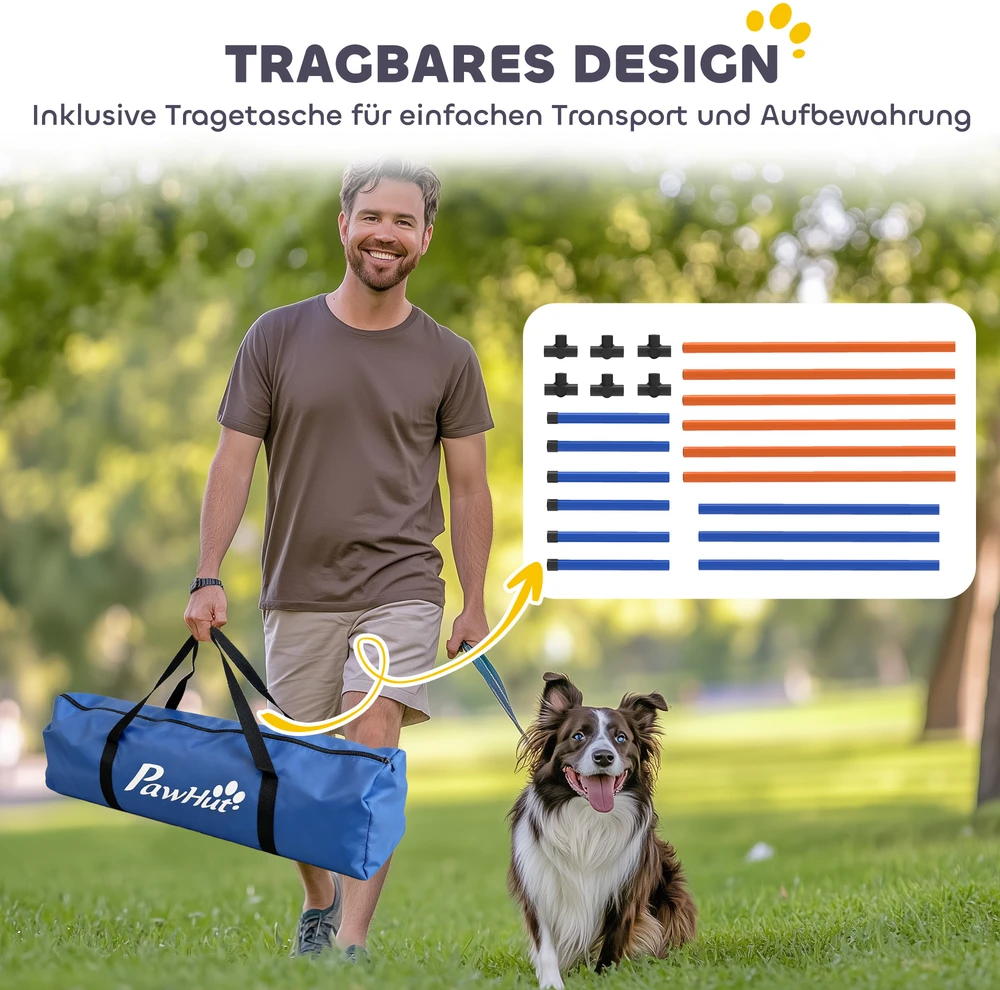 Aosom 3 dalių šunų agility rinkinys, oranžinė, mėlyna, juoda, 65 x 64 x 69 cm