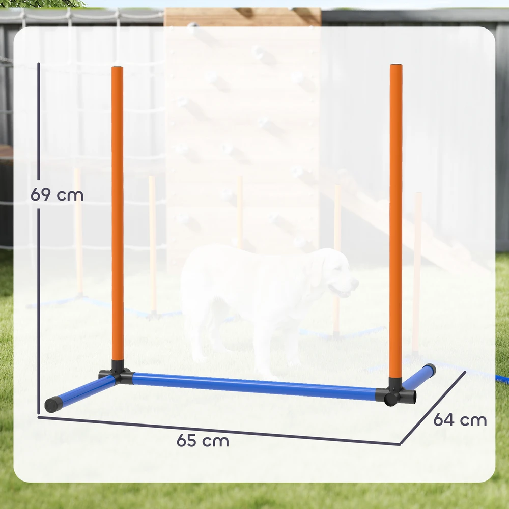 Aosom 3 dalių šunų agility rinkinys, oranžinė, mėlyna, juoda, 65 x 64 x 69 cm