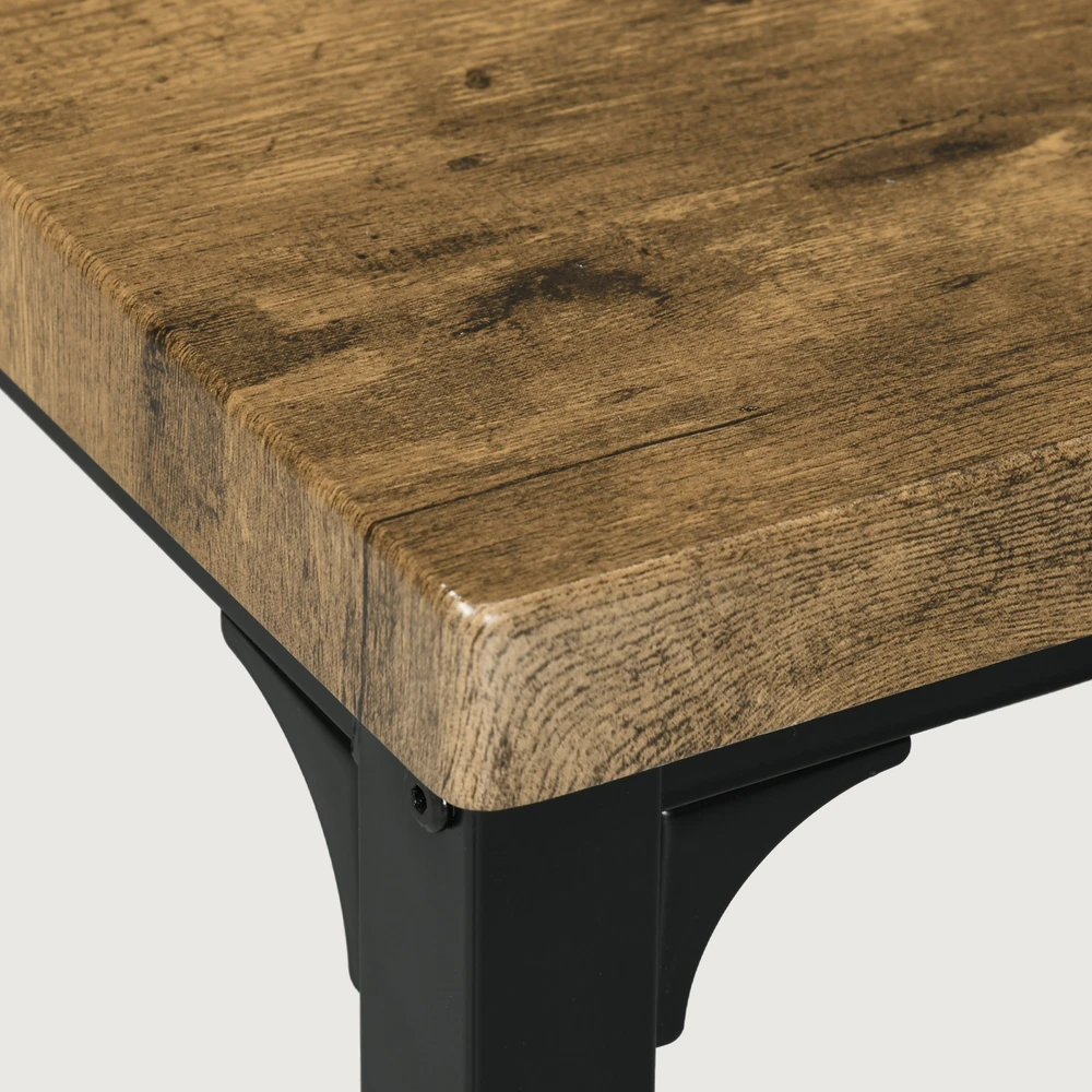Aosom 3 dalių valgomojo komplektas, 1 stalas, 2 kėdės, MDF ir metalas, rudas