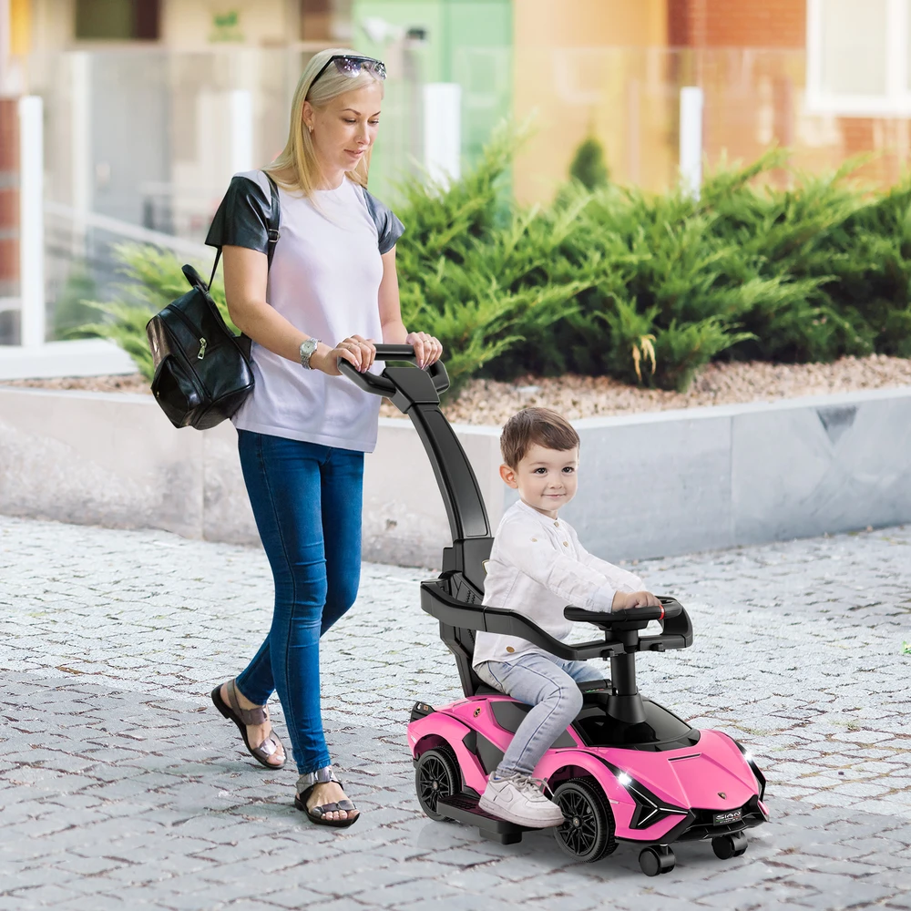 Promotion 3-in-1 licencijuotas Lamborghini paspiriamas automobilis-vaikštynė, rožinė