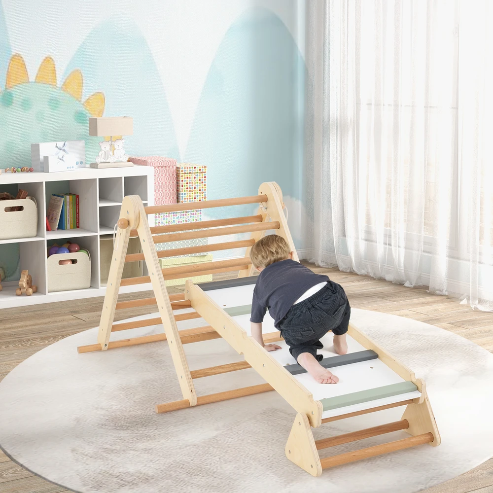 Koduva 3-in-1 Pikler trikampis su rampa, natūrali spalva