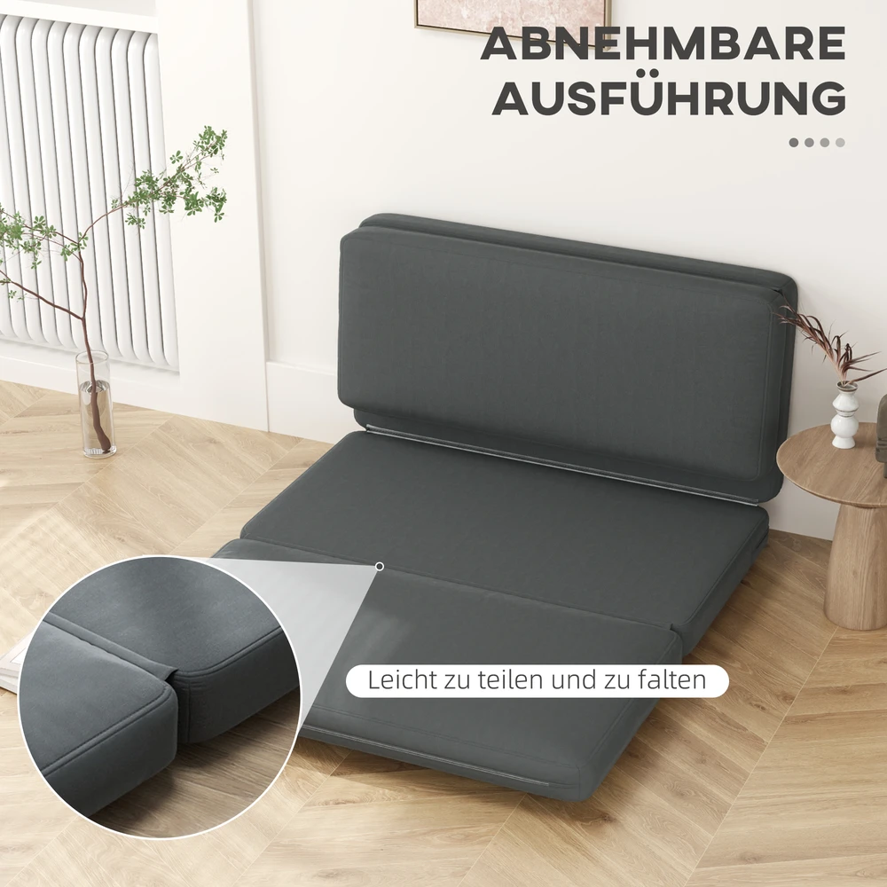 Fotelis Aosom 3-in-1 sulankstoma poilsio sofa, svečių čiužinys, dalijama, 138 cm pločio, tamsiai pilka
