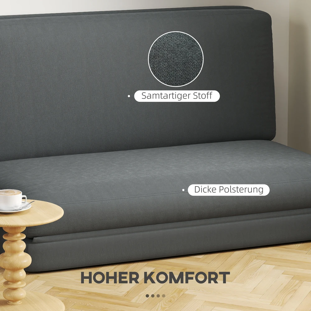 Fotelis Aosom 3-in-1 sulankstoma poilsio sofa, svečių čiužinys, dalijama, 138 cm pločio, tamsiai pilka