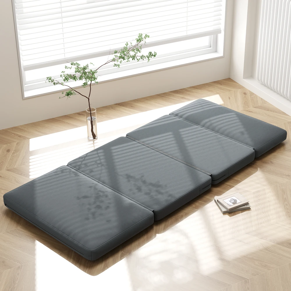 Fotelis Aosom 3-in-1 sulankstoma poilsio sofa, svečių čiužinys, dalijama, 138 cm pločio, tamsiai pilka