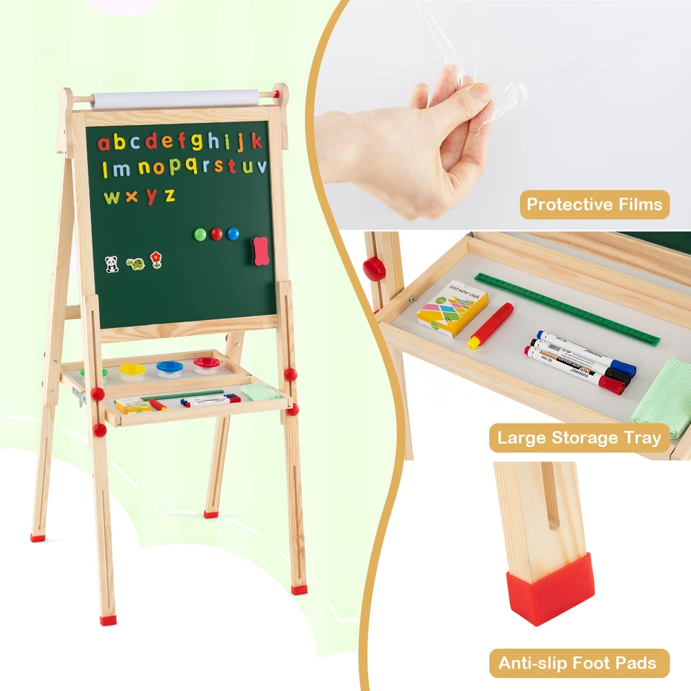 Promotion 3-in-1 sulankstomas vaikų molbertas su popieriaus ritiniu