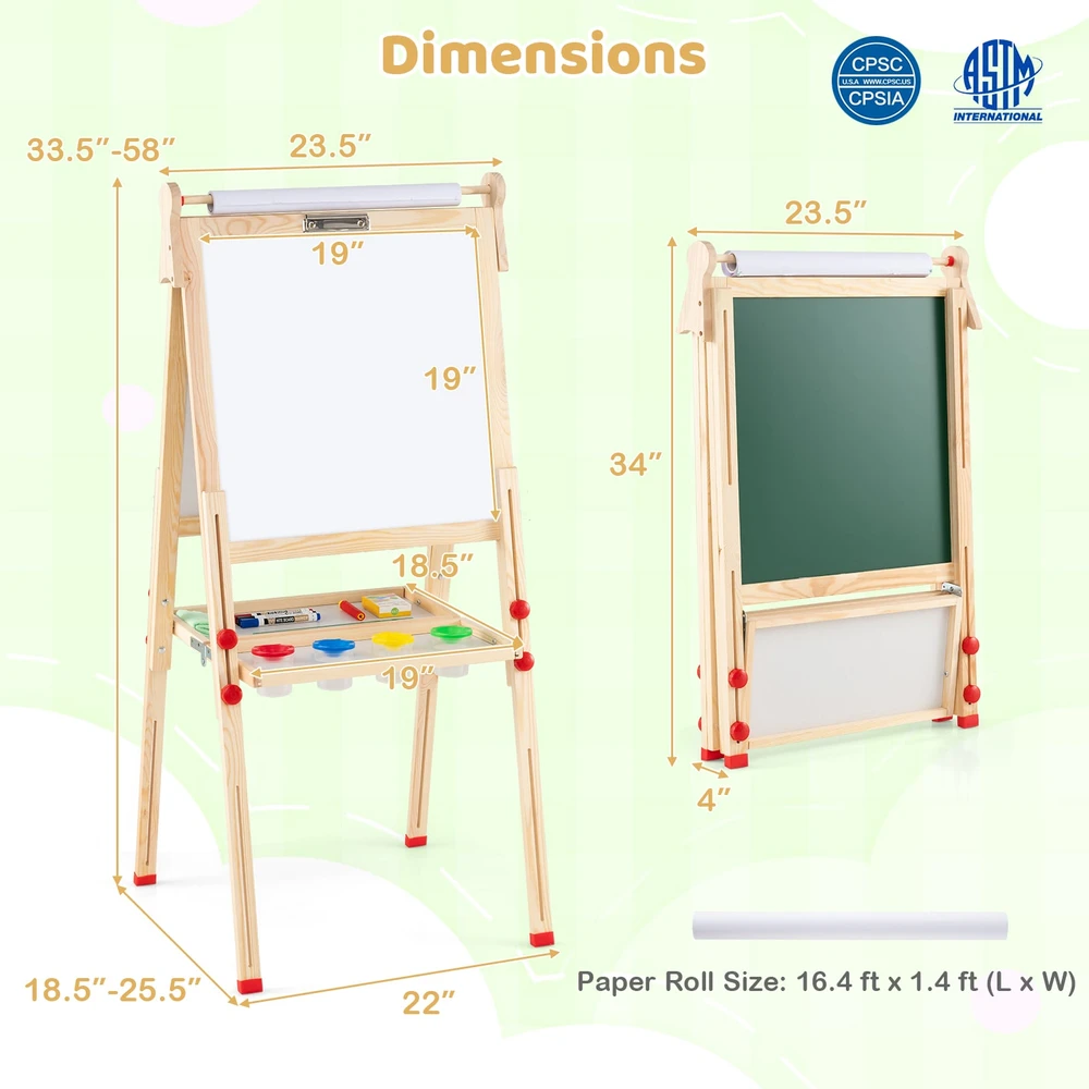 Promotion 3-in-1 sulankstomas vaikų molbertas su popieriaus ritiniu