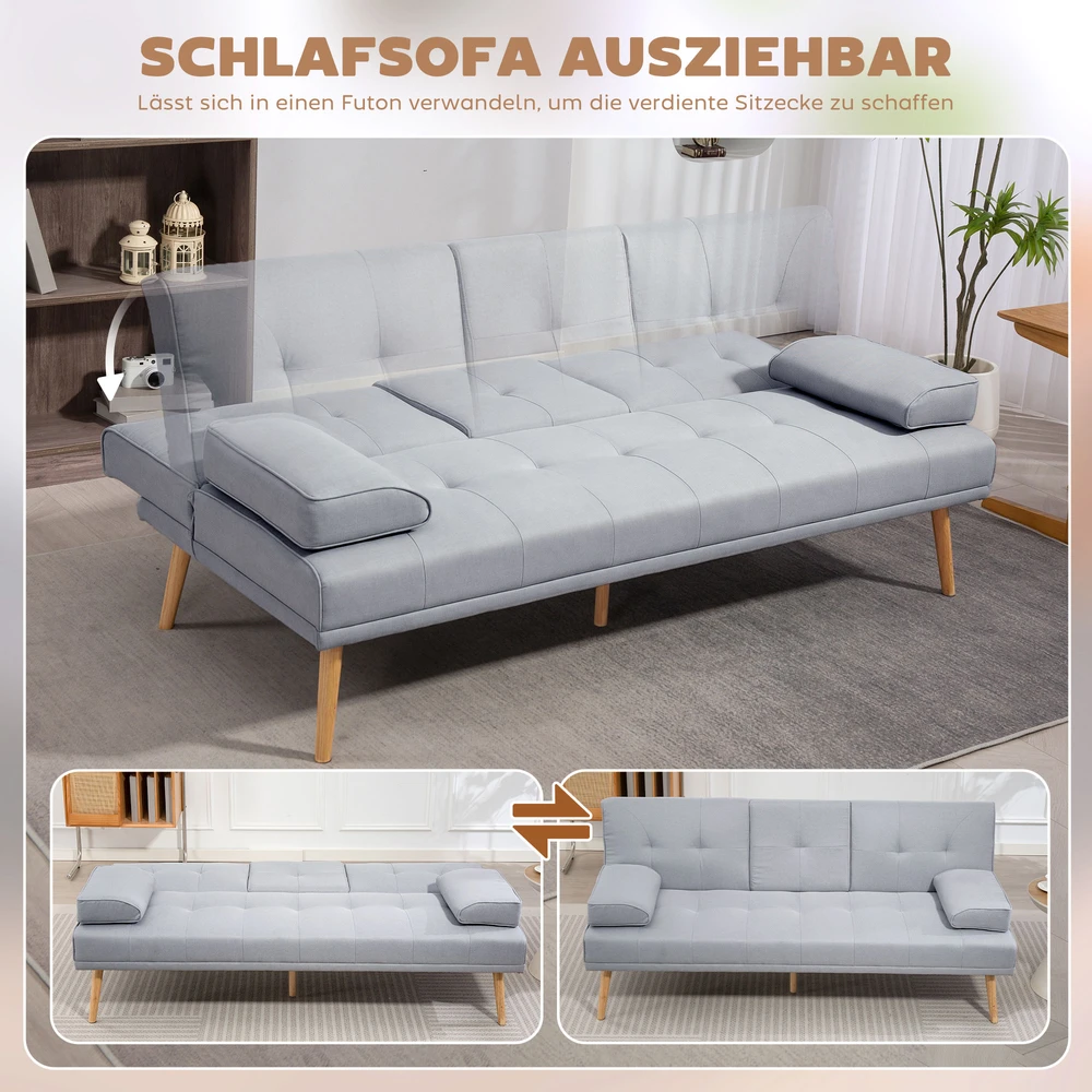 Koduva 3 vietų miegamoji sofa, šviesiai pilka, 181 x 77 x 78 cm