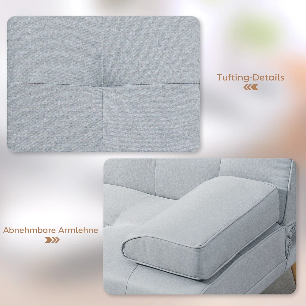 Koduva 3 vietų miegamoji sofa, šviesiai pilka, 181 x 77 x 78 cm
