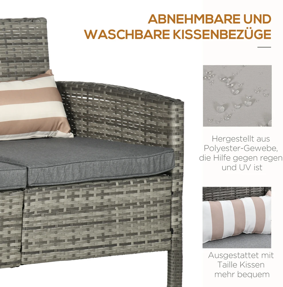Aosom 3 vietų sodo sofa su pagalvėlėmis, pilka, 173 x 68 x 78 cm