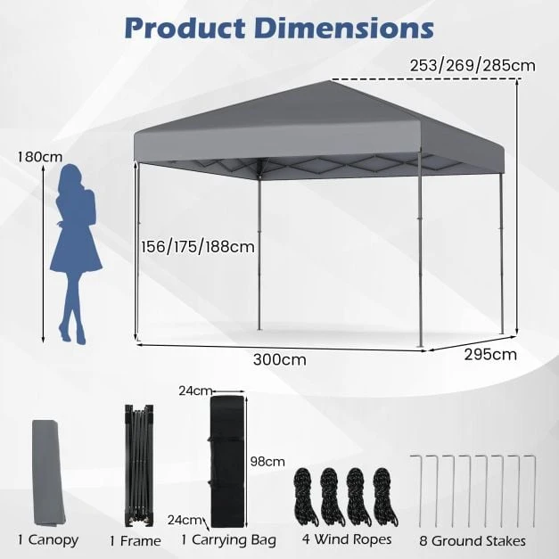 Promotion 3 x 3 m Pop-up palapinė pilka