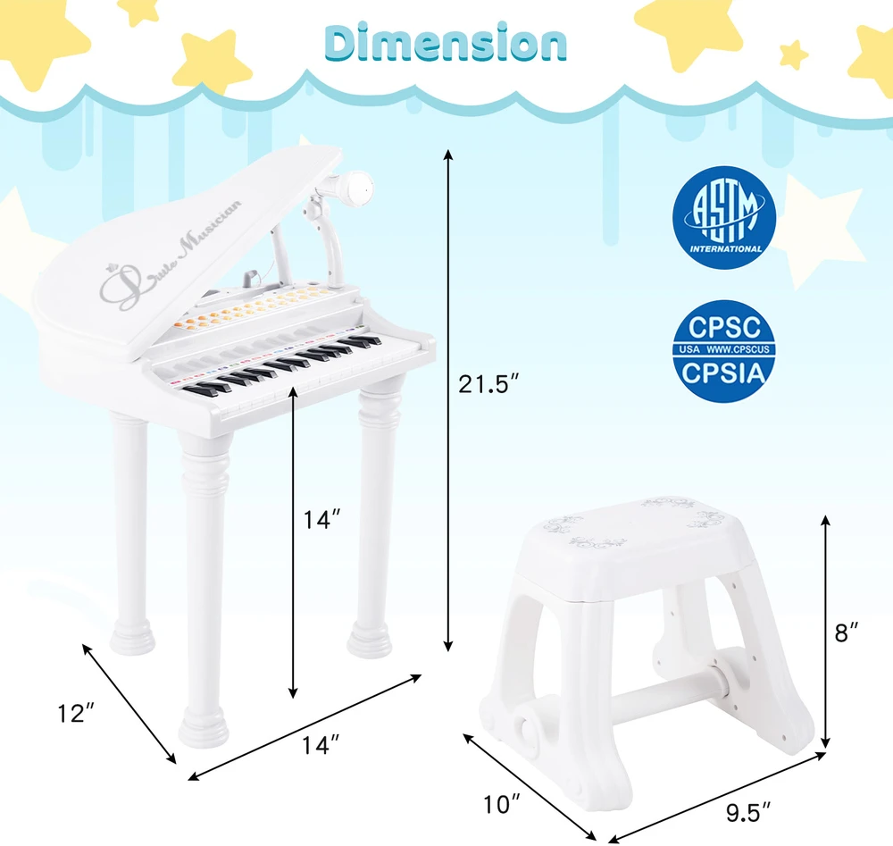 Promotion 31 klavišų vaikų pianinas komplekte