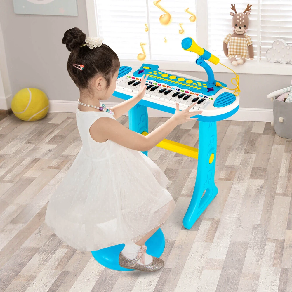 Promotion 31 klavišų vaikų pianinas su mikrofonu, mėlynas