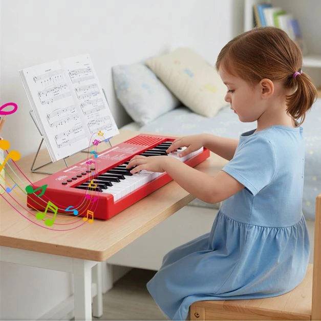 Promotion 37 klavišų vaikų pianinas su mikrofonu, raudonas
