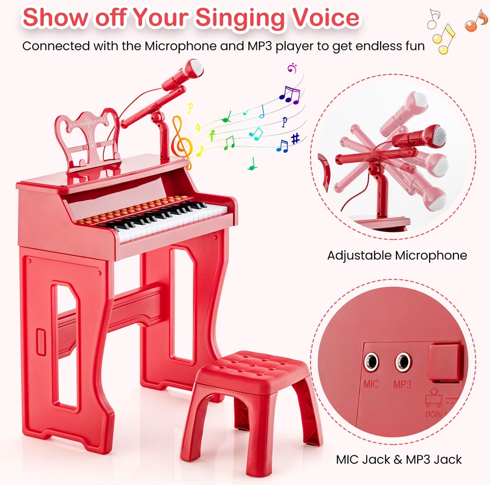 Promotion 37 klavišų vaikų pianinas su mikrofonu