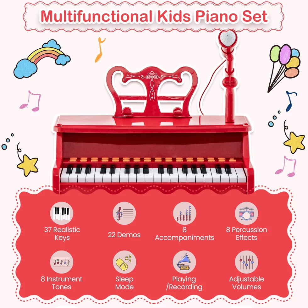 Promotion 37 klavišų vaikų pianinas su mikrofonu