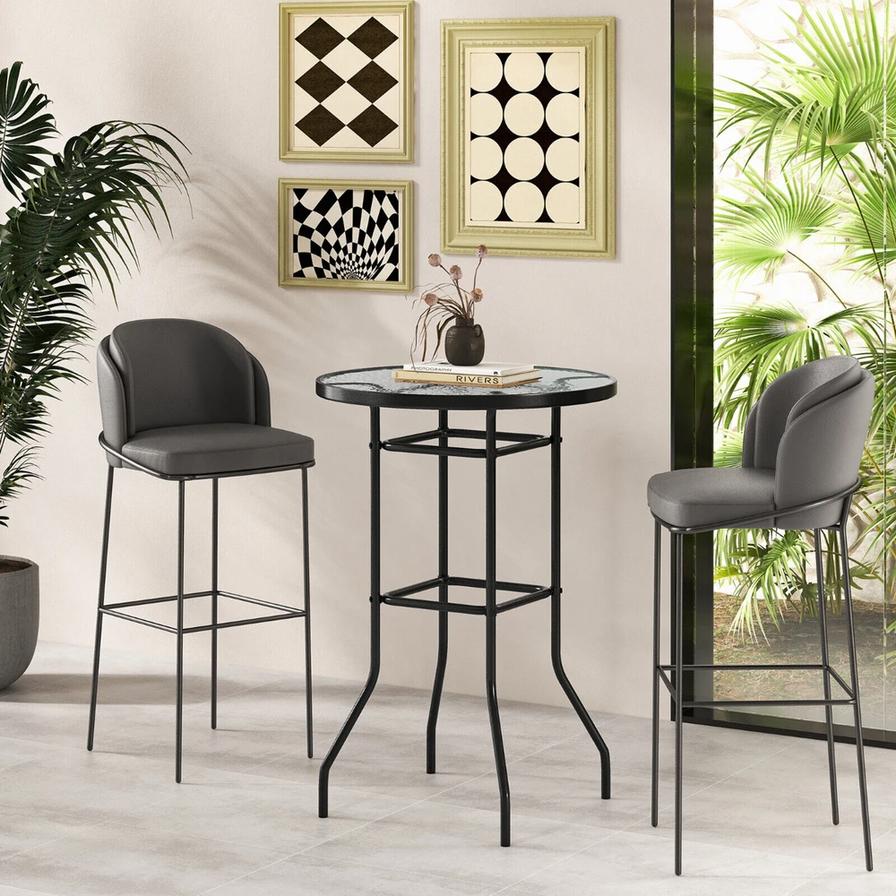 Promotion 38 colių lauko baro stalas su grūdintu stiklu
