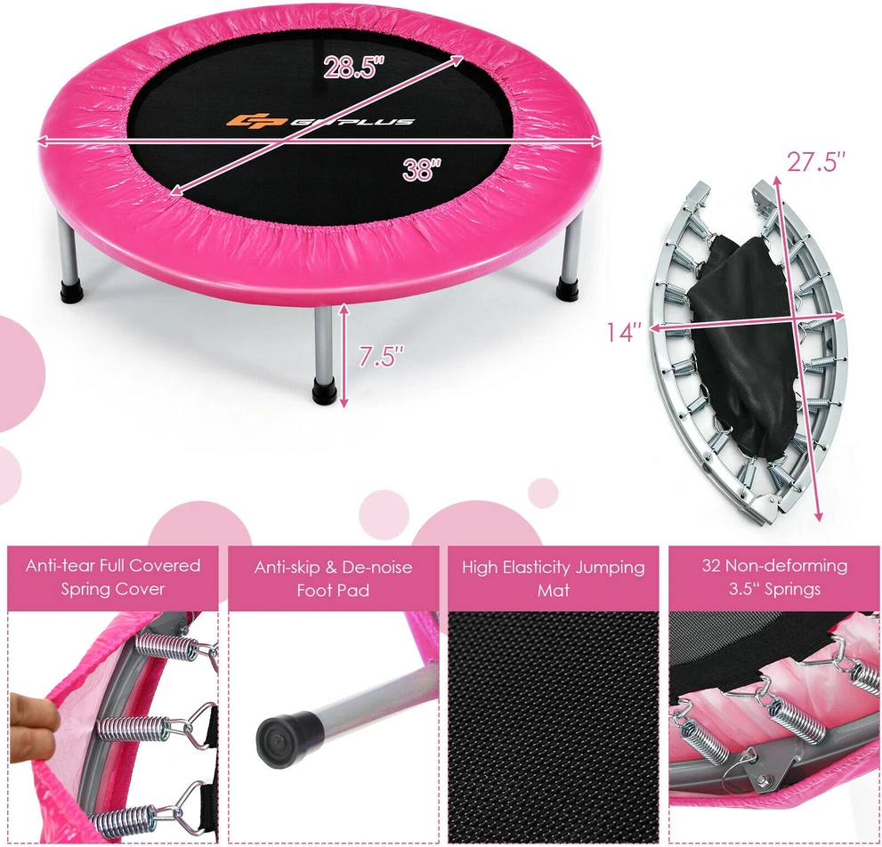 Promotion 38" Sulankstomas Mini Batutas Rožinis