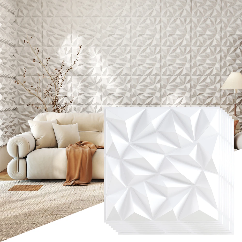 Pakabinamas šviestuvas Promotion 3D PVC sienų panelės 40 vnt, baltos, 10m²