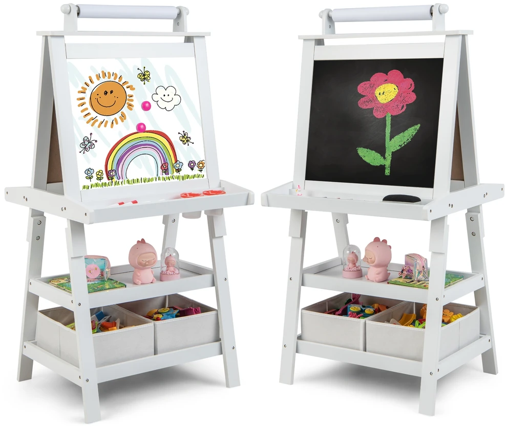 Promotion 3in1 dvipusis meninės lentos stovas-baltas