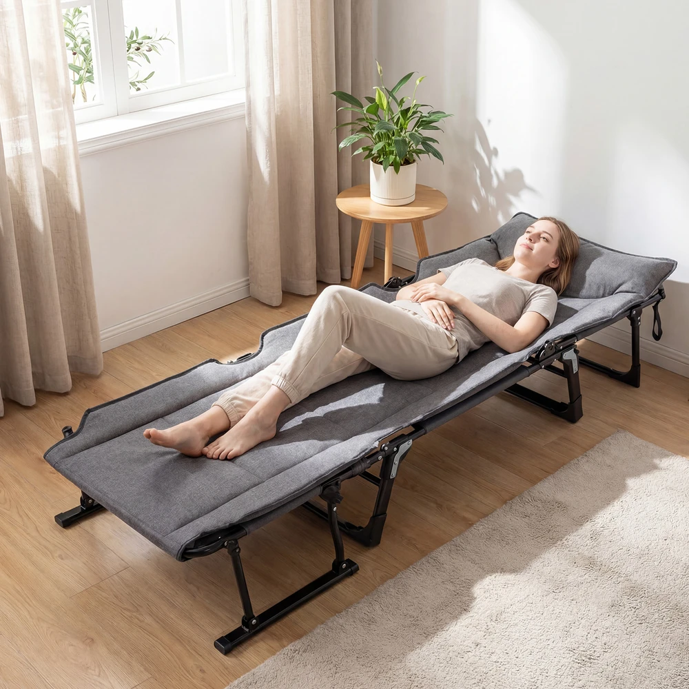 Koduva 3in1 Sulankstoma Kempingo Lova ir Sofa Kėdė Pilka