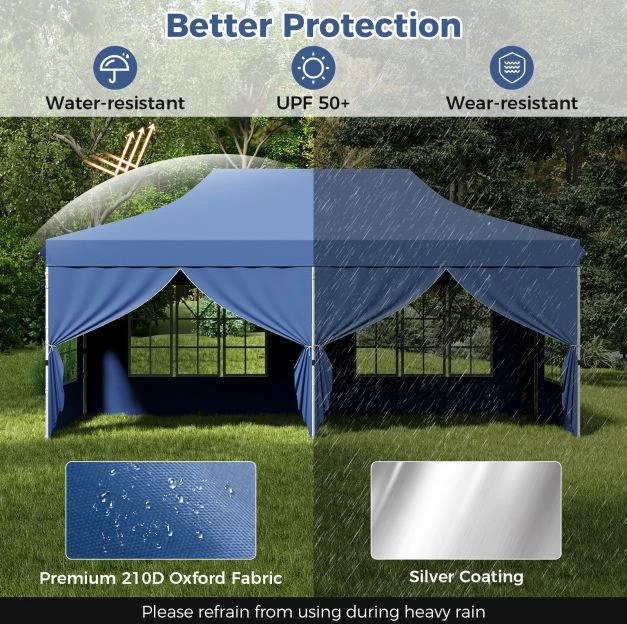 Promotion 3x6 m Pop-up Palapinė su 6 Nuimamomis Šoninėmis Sienomis Mėlyna