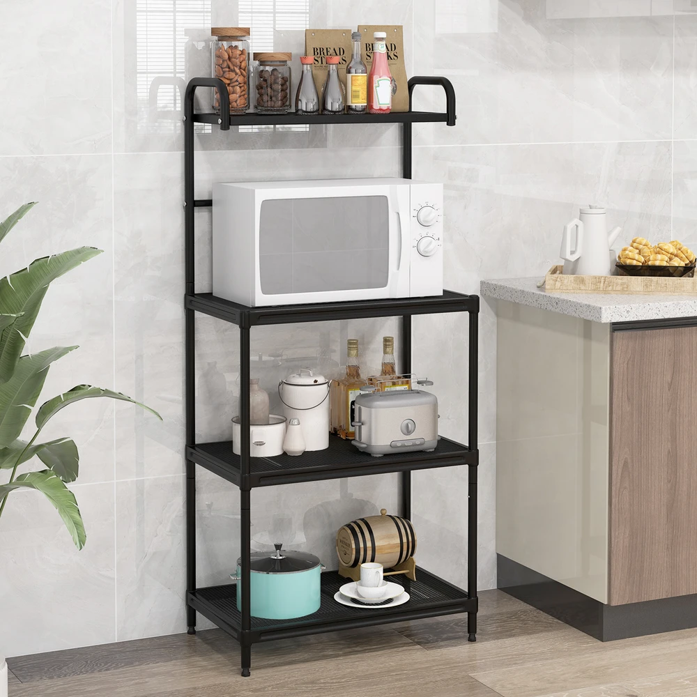 Promotion 4 aukštų virtuvės mikrobangų lentyna juoda