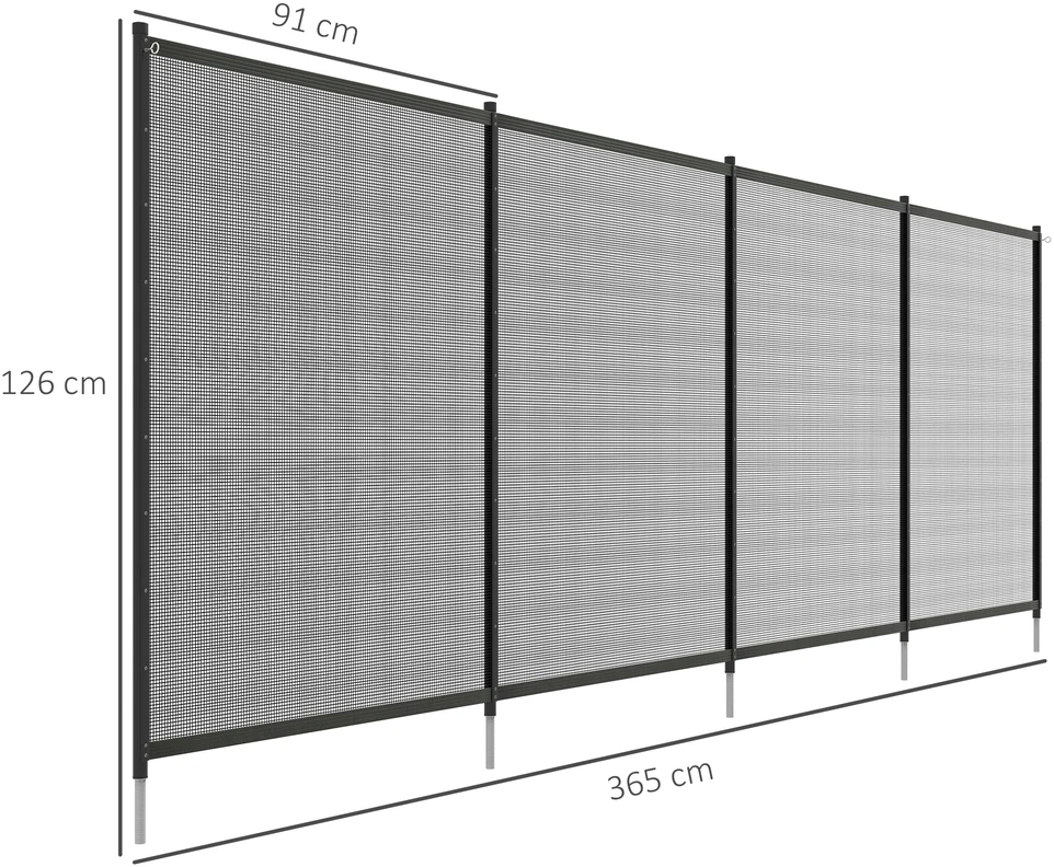 Aosom 4 dalių baseino apsauginė tvora, aliuminis / tekstilenas, juoda, 365 x 126 cm