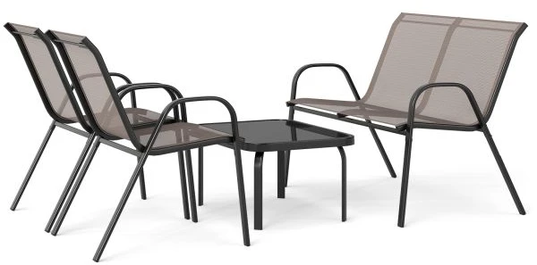 Promotion 4 dalių pilkas metalinis lauko baldų komplektas