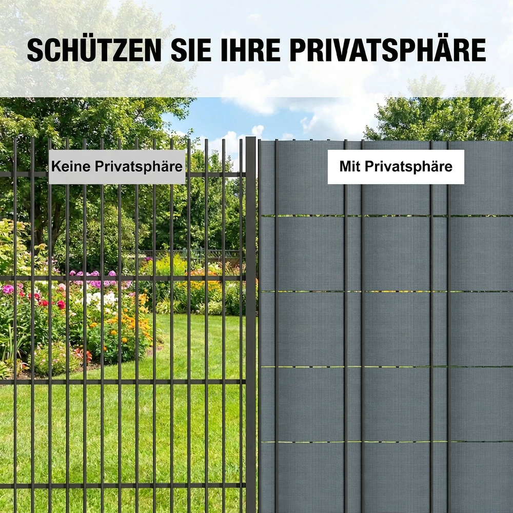 Aosom 4 dalių privatumo juostų rinkinys tvorai, plastikas, pilka, 14000 x 19 cm