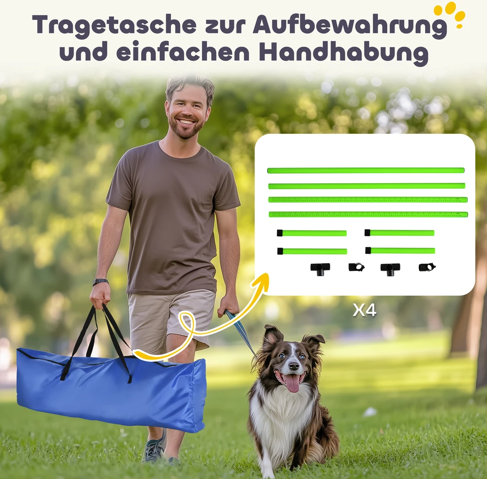 Aosom 4 dalių šunų agility rinkinys, reguliuojamas aukštis, 99 x 65 x 94 cm, žalias