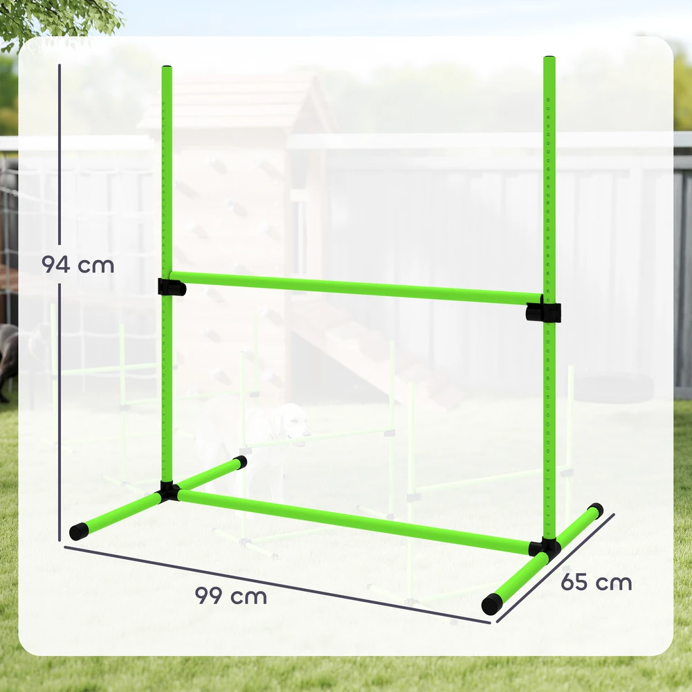 Aosom 4 dalių šunų agility rinkinys, reguliuojamas aukštis, 99 x 65 x 94 cm, žalias