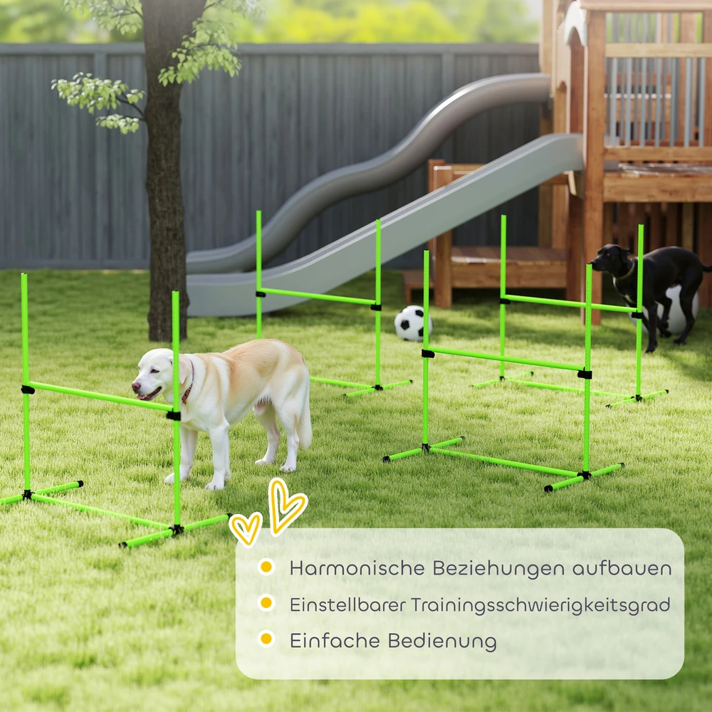 Aosom 4 dalių šunų agility rinkinys, reguliuojamas aukštis, 99 x 65 x 94 cm, žalias