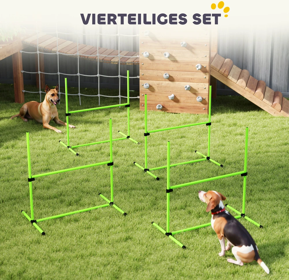 Aosom 4 dalių šunų agility rinkinys, reguliuojamas aukštis, 99 x 65 x 94 cm, žalias