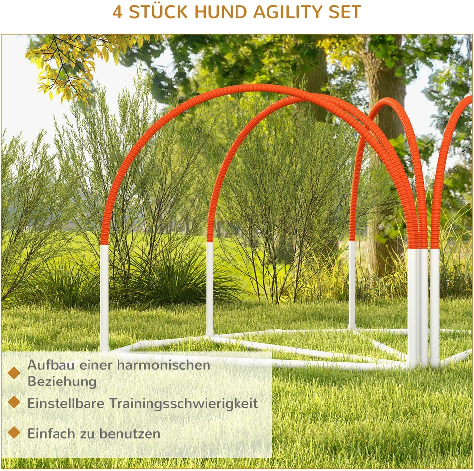Aosom 4 dalių šunų agility rinkinys su krepšiu, plastikas, baltas ir oranžinis, 89 x 69 x 99 cm