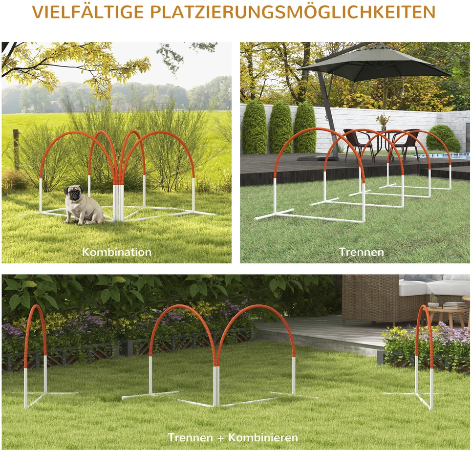 Aosom 4 dalių šunų agility rinkinys su krepšiu, plastikas, baltas ir oranžinis, 89 x 69 x 99 cm