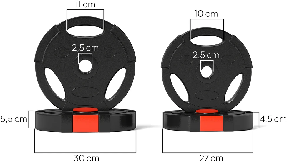 Aosom 4 dalių svorio diskų rinkinys, 2 x 7,5kg ir 2 x 5kg, juodas