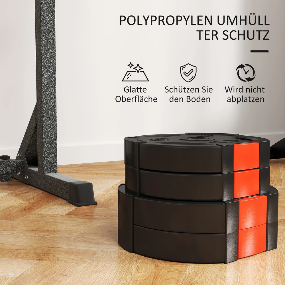 Aosom 4 dalių svorio diskų rinkinys, 2 x 7,5kg ir 2 x 5kg, juodas