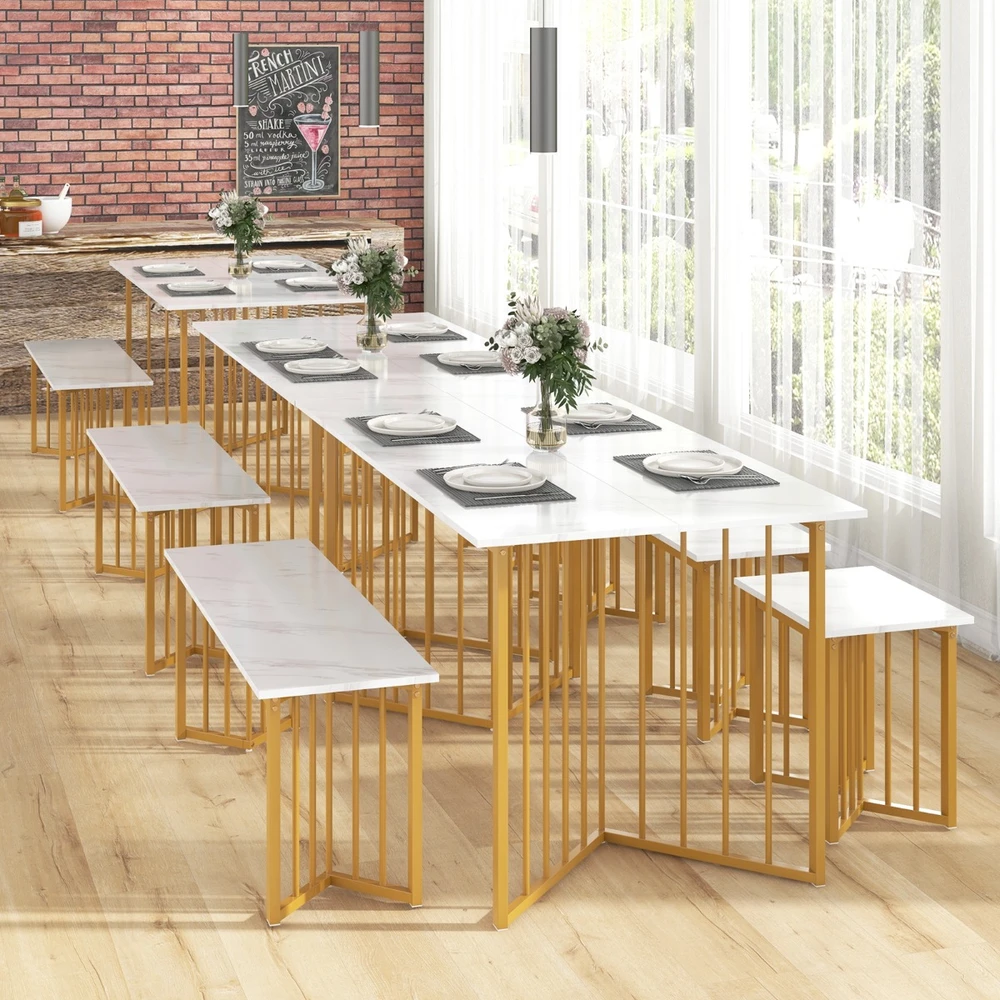Promotion 4 dalių valgomojo komplektas balta + auksinė