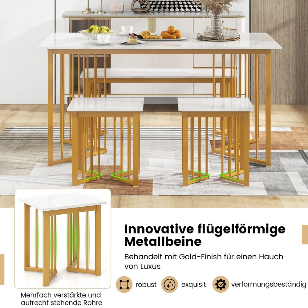 Promotion 4 dalių valgomojo komplektas balta + auksinė