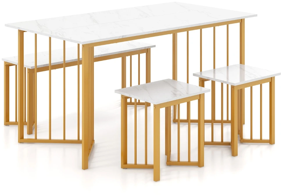 Promotion 4 dalių valgomojo komplektas balta + auksinė