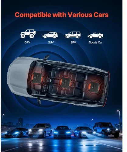 VEVOR 4 kanalų automobilinis garso stiprintuvas MXD160.4, titano pilkas, 11 x 11 x 5 cm