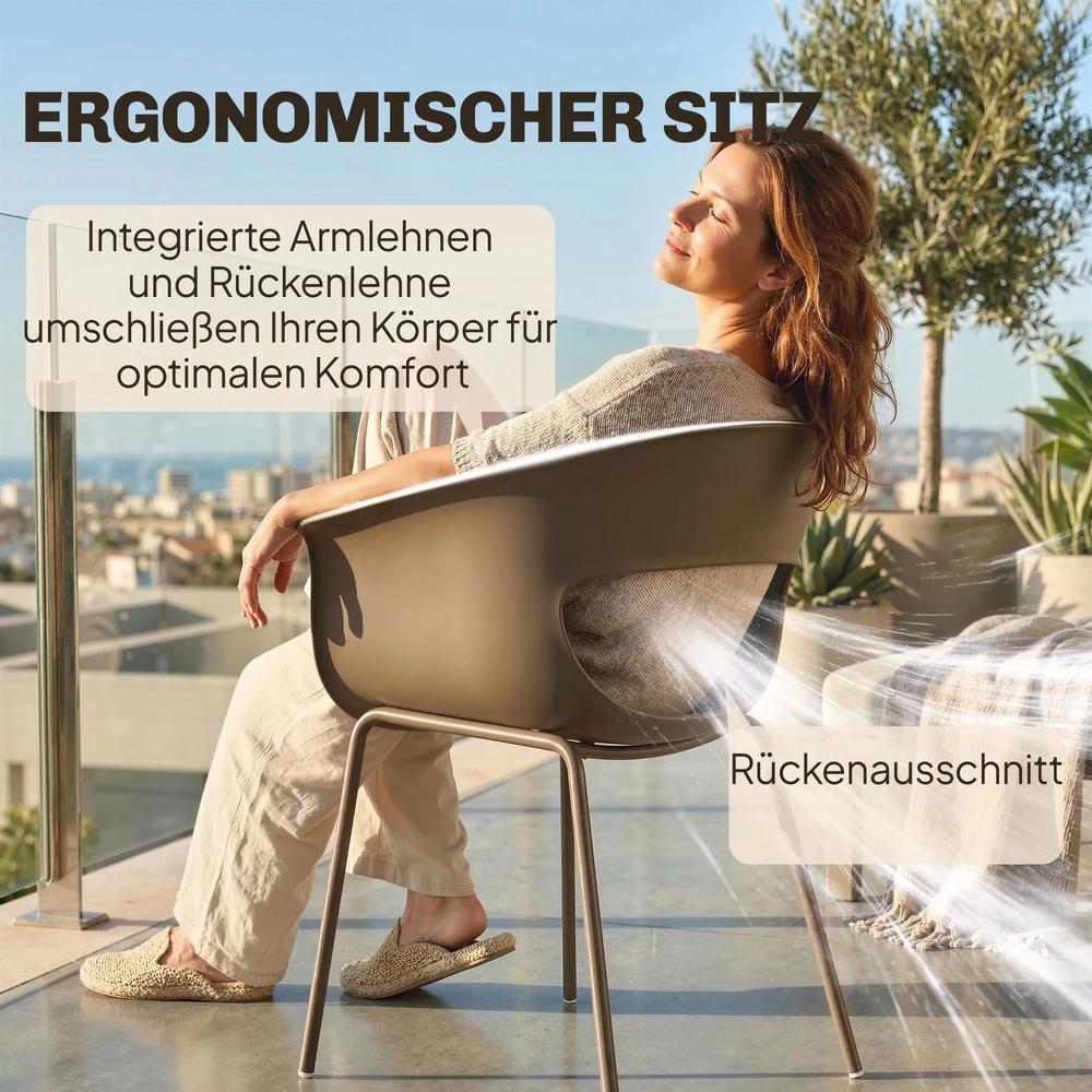 Aosom 4 lauko kėdžių komplektas, kavos spalvos, metalas ir plastikas, 61 x 51 x 74 cm