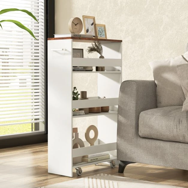 Promotion 4 lentynų ratukas su atviromis lentynomis ir rankena