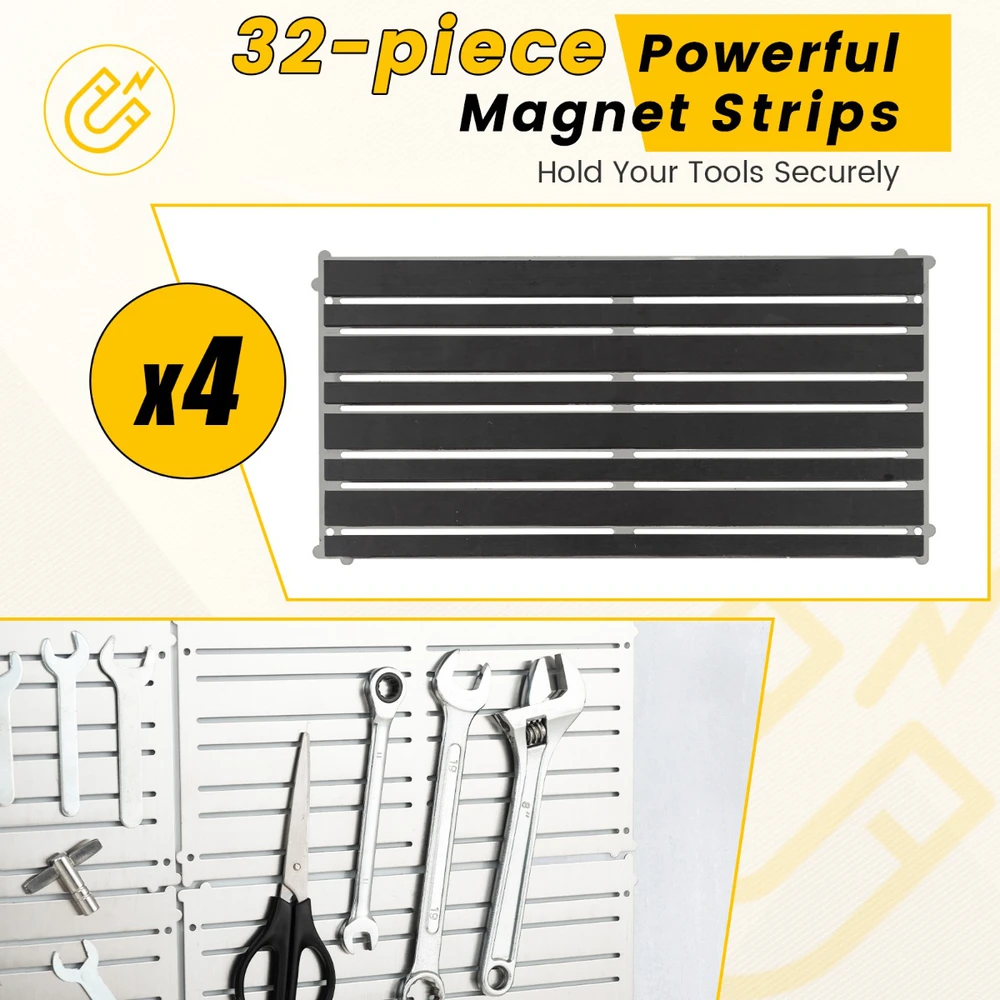 Promotion 4 Magnetiniai Įrankių Laikikliai 60x30cm Sidabriniai