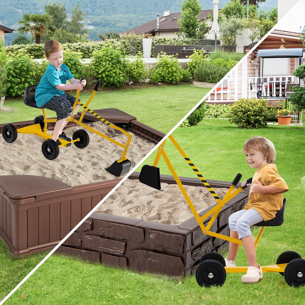 Promotion 4 ratų ekskavatorius su ergonomine atrama, geltonas