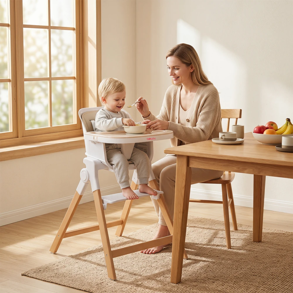 Promotion 4 viename konvertuojama kūdikio maitinimo kėdutė su nuimamu ir reguliuojamu padėklu, smėlio spalvos
