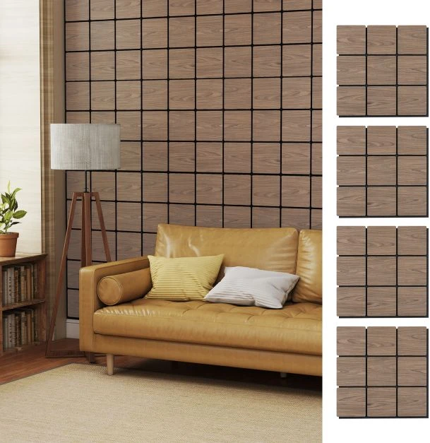 Promotion 4 vnt. akustinės sienų plokštės 62x62 cm, 9 kvadratinės medinės plokštės