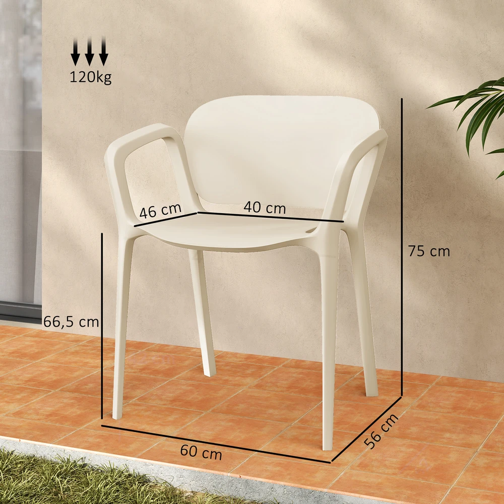 Aosom 4 vnt. sodo kėdžių komplektas, plastikas, baltas, 120 kg