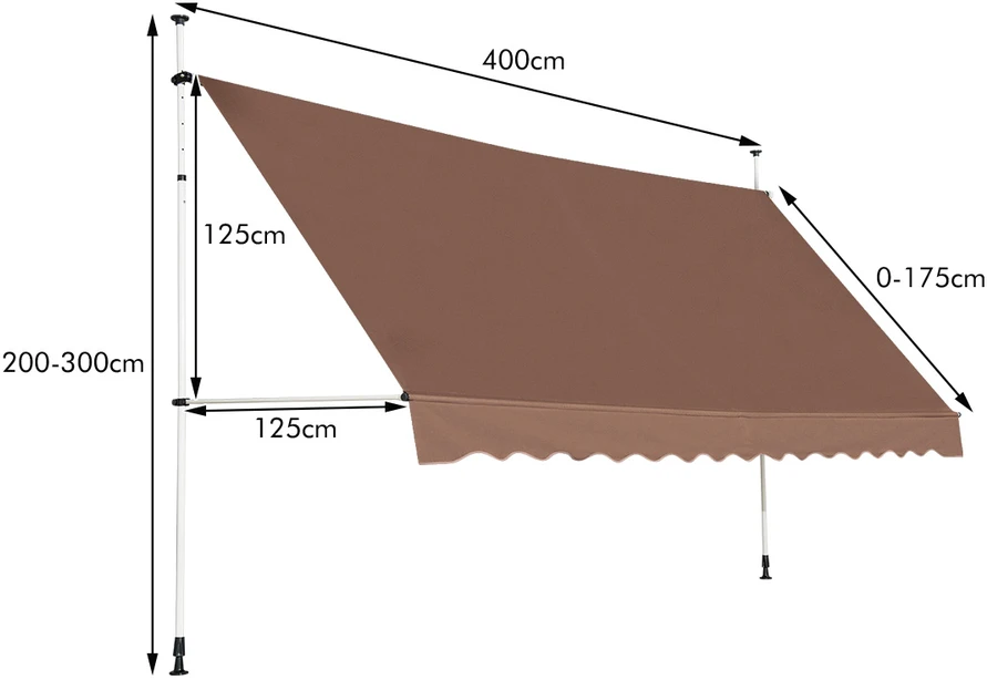 Promotion 400cm Spaustuvinė Markizė Ruda