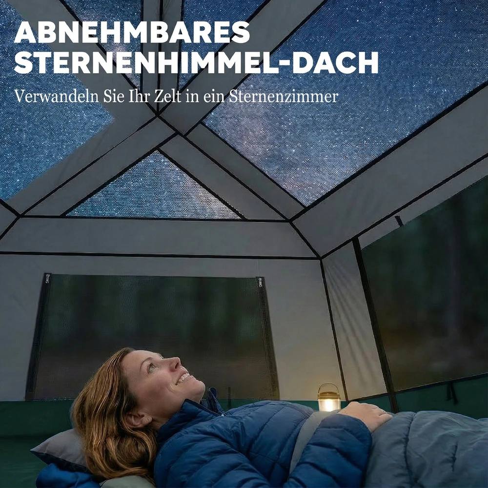 Aosom 4–6 vietų camping palapinė, žalia, 350 x 350 x 205 cm